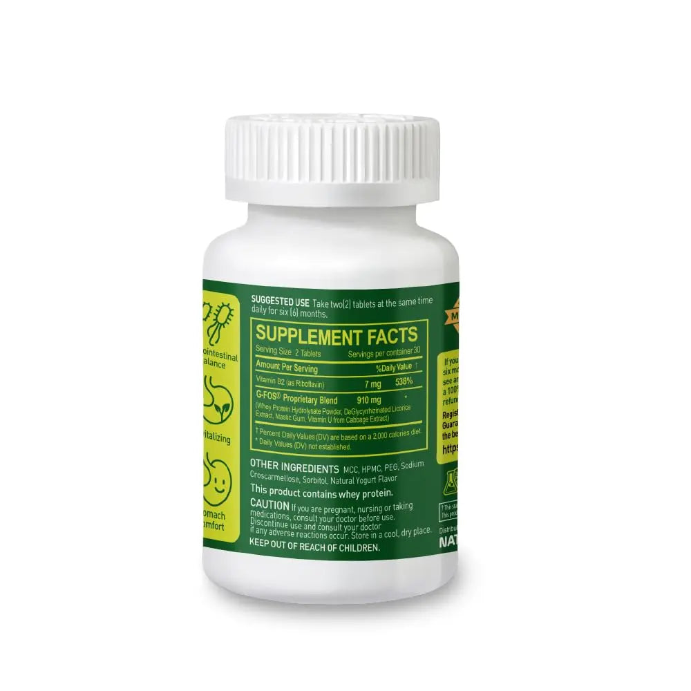 NATURION H. Pylori Support - Digestive Health Supplement with G-FOS Blend, Whey Protein, Licorice, Mastic Gum, Vitamin U, and Vitamin B2 - Stomach Comfort & Gut Balance - 60 Tablets, 30 Day Supply NATURIONnz supplements