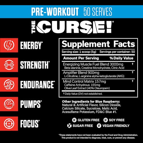 JNX SPORTS The Curse! Pre Workout Powder - Blue Raspberry 50 Servings | Preworkout JNX SPORTSAu supplements