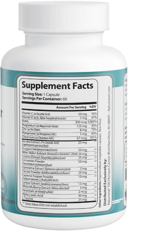 Naturonel Blood Sugar Formula – Metabolic Support with Cinnamon, Banaba, Bitter Melon, Guggul, Licorice, Gymnema, Juniper, Alpha Lipoic Acid & Chromium | Made in USA, GMP Certified NaturonelAu supplements