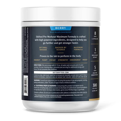 SHIFTED Maximum Pre Workout Powder, Energy & Focus Supplement with Creatine Monohydrate SHIFTEDUS supplements