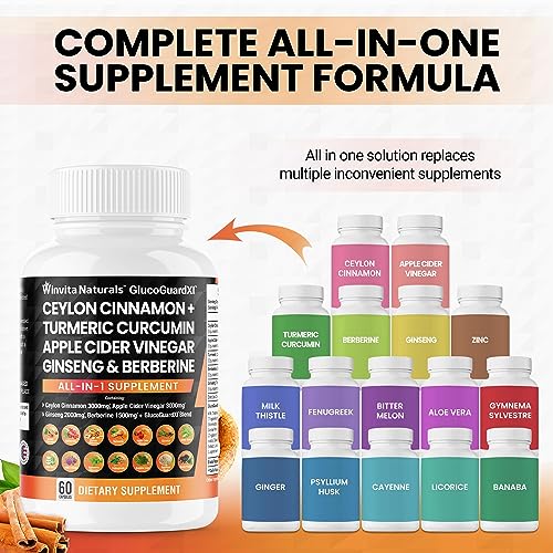 Ceylon Cinnamon 3000mg Apple Cider Vinegar 3000mg Turmeric 2000mg Panax Ginseng Winvita NaturalsUS supplements