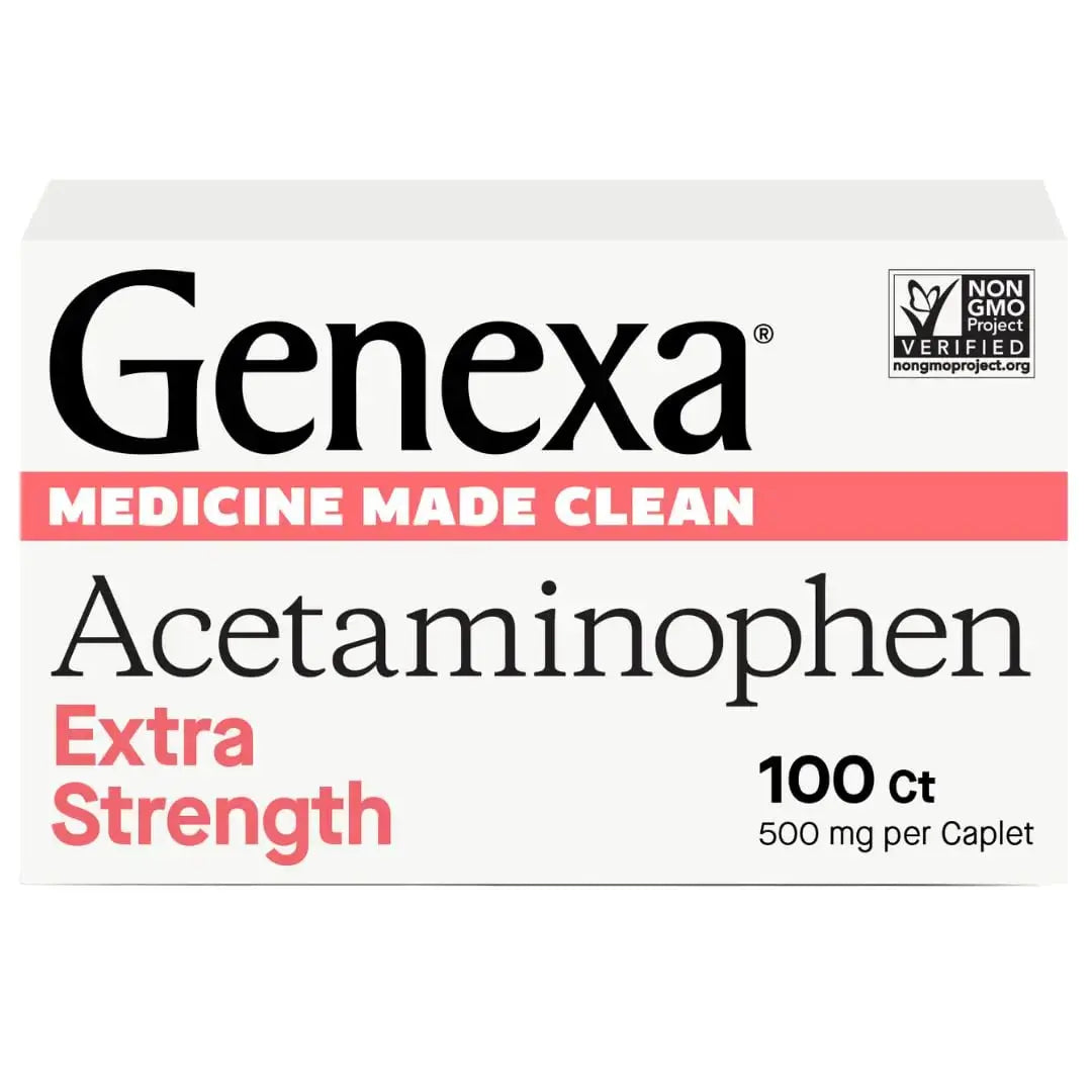 Genexa Clean Acetaminophen 500mg Extra Strength, Dye Free Pain Reliever Fever Reducer, 0% Artificial Additives, Pain Medicine for Adults, Relieves Headache, Backache, Minor Arthritis Pain, 100 Tablets GenexaAu supplements