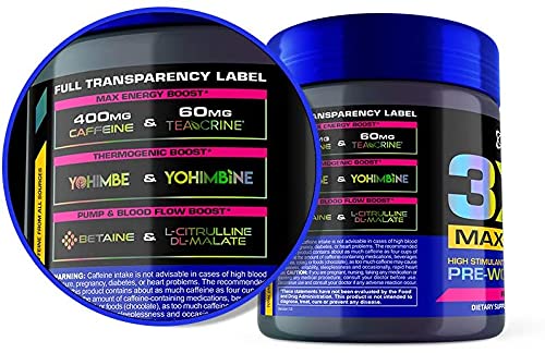 USN 3XT Max Pre-Workout Supplement Drink Mix Powder for Energy, Endurance and Pump USNAu supplements