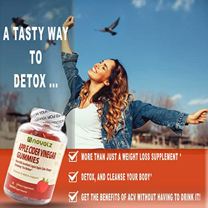 NOVALZ Apple Cider Vinegar Gummies for Weight Control, Detox, & Cleanse, 500mcg ACV NOVALZUS supplements