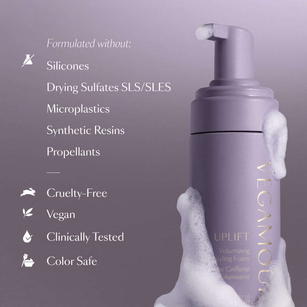 VEGAMOUR UPLIFT Volumizing Styling Foam, For fine, flat & thinning hair, Provides Volume & Resists Humidity, Non Sticky Formula, Bouncy Soft Hair VEGAMOURAu supplements