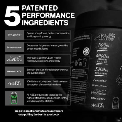 ABE Pre Workout Powder - All Black Everything Pre Workout Energy Drink with Citrulline ABE all black everythingUS supplements