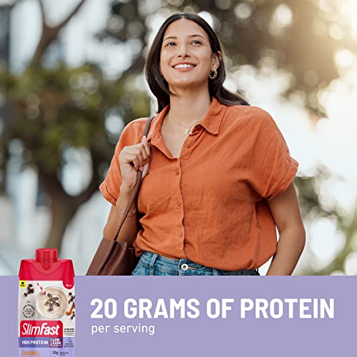 SlimFast Protein Shake with Caffeine, Caramel Macchiato- 20g Protein, Meal Replacement SlimFastUS supplements