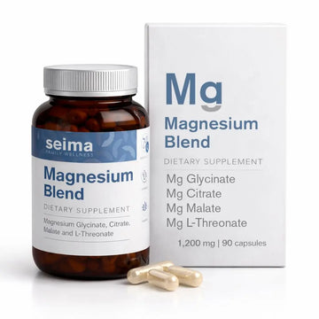 SEIMA - 4-in-1 Magnesium Complex – 1200 mg with Glycinate, Citrate, L-Threonate and Malate – Sleep, Stress Relief, Muscle Recovery, Energy and Well-Being for Women and Men, 90 Capsules SeimaAu supplements