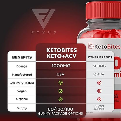 (2 Pack) Keto Bites ACV Gummies, KetoBites Keto ACV Gummies Advanced Weight Loss FyvusUS supplements