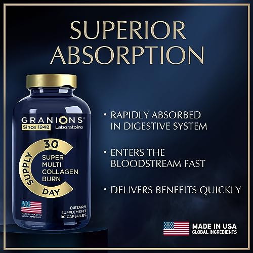 Thermogenic Hydrolyzed Collagen Burn - Hyaluronic Acid, Vitamin C, Multi Collagen Complex GranionsUS supplements