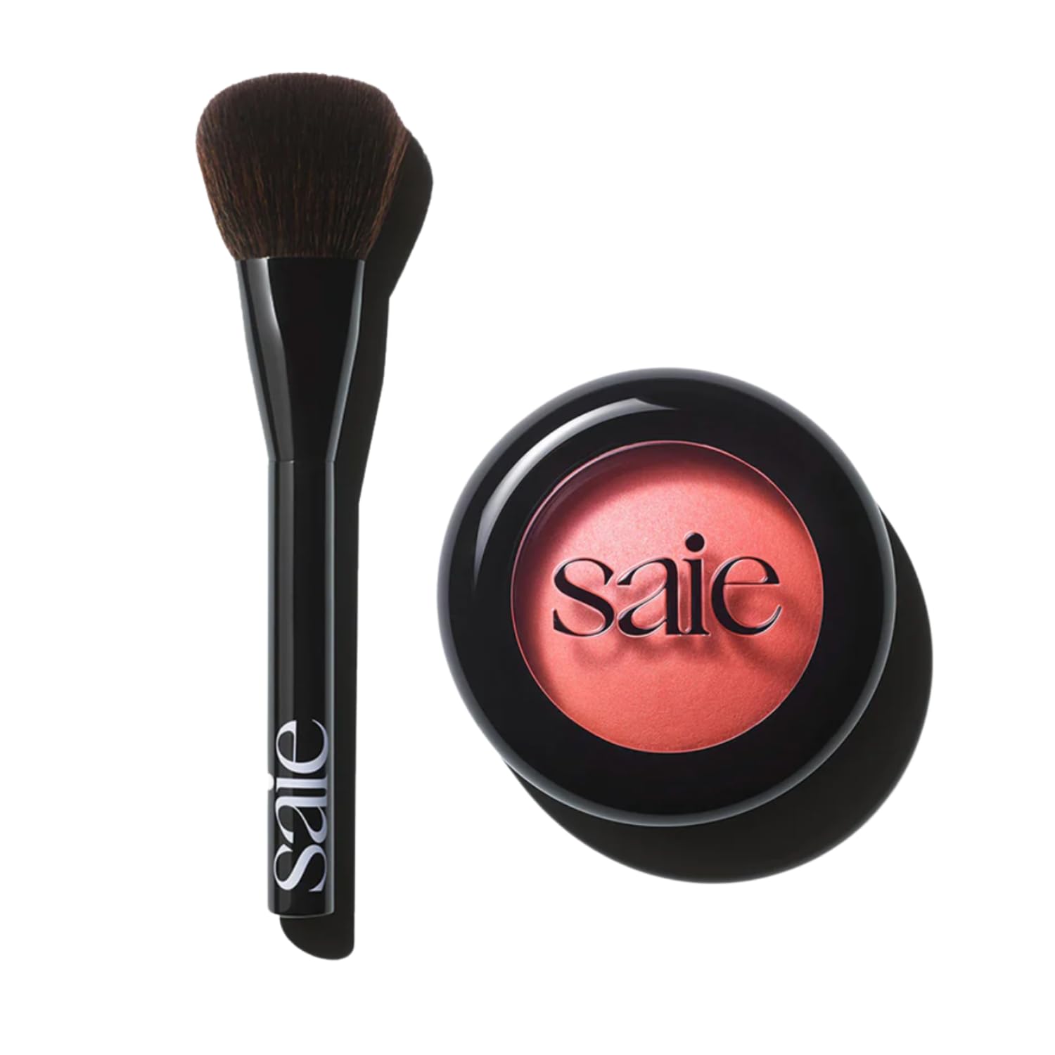 Saie Blush & Brush Duo - SuperSuede Baked Blush in Stella (.01 oz) & Powder Blush Brush - Talc-Free, Moisturizing Blush with Vegan, Fluffy Brush for Seamless Application SaieAu supplements