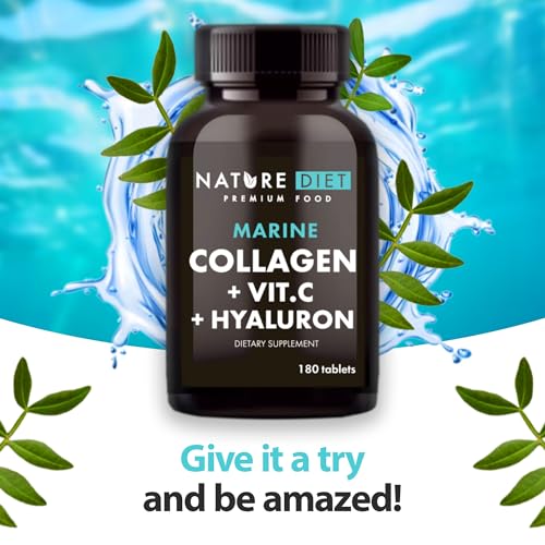 Nature Diet - Marine Collagen with Hyaluronic Acid and Vitamin C, 180 tablets, 500 mg , Peptan F , Fish Collagen Nature DietUS supplements