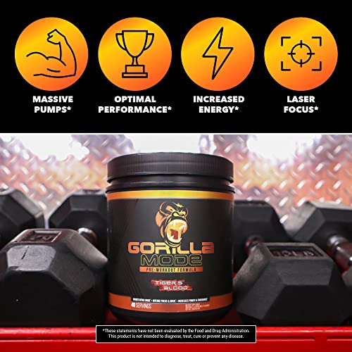 Gorilla Mode Pre Workout - Massive Pumps · Laser Focus · Energy · Power - L-Citrulline Gorilla MindAu supplements