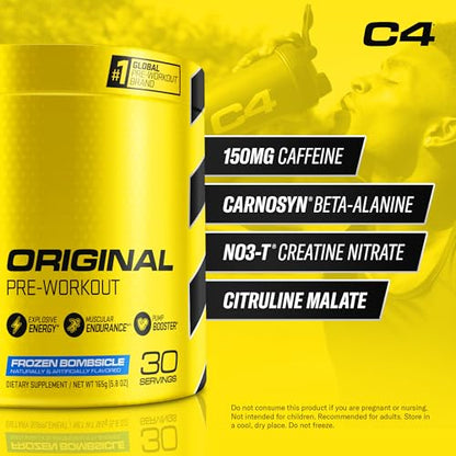 Cellucor C4 Original Pre Workout Powder Frozen Bombsicle Sugar Free Preworkout CellucorUS supplements