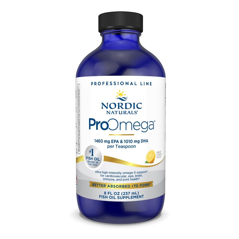 Nordic Naturals ProOmega Liquid, Lemon Flavor - 8 oz - 2840 mg Omega-3 - High Potency Fish Oil with EPA & DHA - Promotes Brain, Eye, Heart, & Immune Health - Non-GMO - 48 Servings Nordic NaturalsAu supplements
