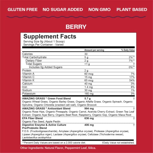 Amazing Grass Greens Blend Superfood: Super Greens Powder Smoothie Mix with Organic Amazing GrassUS supplements