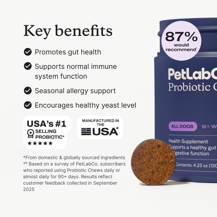 PetLab Co. Probiotics for Dogs, Support Gut Health, Occasional Diarrhea, Digestive Health & Seasonal Allergies - Salmon Flavor - Packaging May Vary - 30 Soft Chews PetLab Co.Au supplements