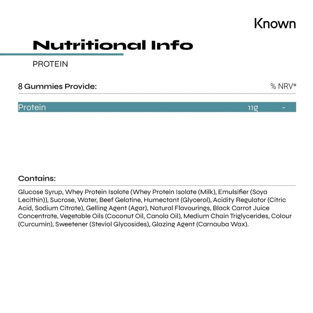 Protein 11g Gummies by Known Nutrition | Help Build and Maintain Healthy Muscle Mass KnownAu supplements