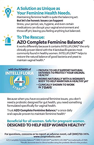 AZO Complete Feminine Balance Daily Probiotics for Women, Clinically Proven to Help Protect Vaginal Health AZOAu supplements