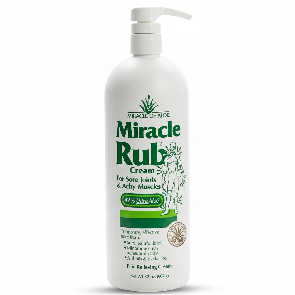 Miracle of Aloe Miracle Rub Pain Relieving Cream 32 oz, Fast & Effective Relief for Arthritis, Muscle, and Joint Pain - Maximum Strength UltraAloe Formula, Topical Analgesic Miracle of AloeAu supplements