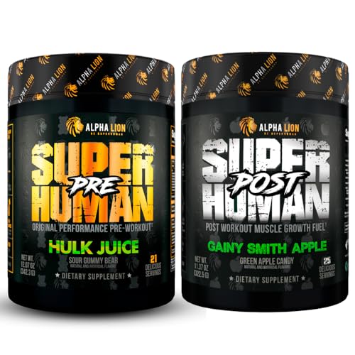ALPHA LION Superhuman Pre Workout Powder & Post Workout Recovery Bundle, Sustained ALPHA LIONAu supplements