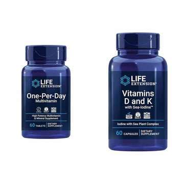 Life Extension One-Per-Day Multivitamin – Packed with Over 25 Vitamins, Minerals & Plant Extracts & Vitamins D and K with Sea-Iodine, Vitamin D3, Vitamin K1 and K2, Iodine Life ExtensionAu supplements