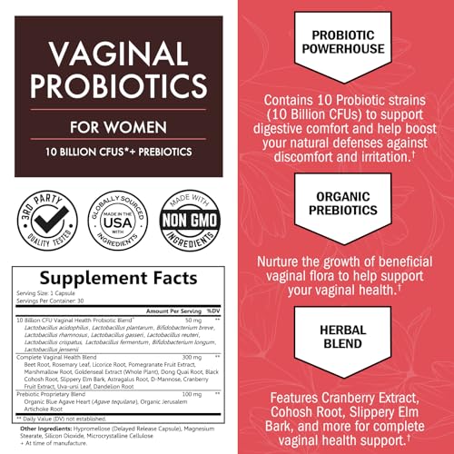 16in1 Vaginal Probiotics for Women (10 Powerful Strains + Organic Prebiotics) BioSchwartzAu supplements
