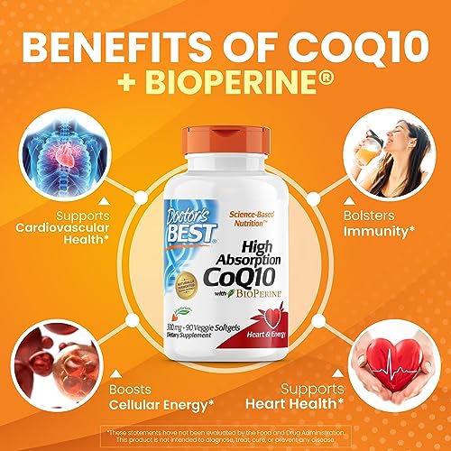 Doctor's Best High Absorption CoQ10 with BioPerine, Heart Health & Energy Production Doctor's BESTUS supplements