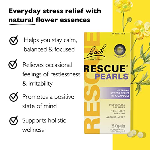 Bach RESCUE PEARLS, Natural Orange Vanilla Flavor, Natural Stress Relief, Homeopathic Flower Essence RESCUEAu supplements