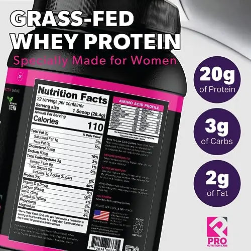 Whey Protein Powder for Women - Supports Lean Muscle - Low Carb - Gluten Free - Grass Fed & rBGH Hormone Free (Creamy Vanilla, 2 lb) PRO NUTRITION LABSAu supplements