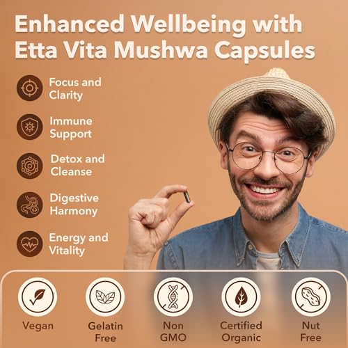 USDA Organic Lions Mane Supplement Capsules with Ashwagandha, Chaga, Reishi, Cordyceps Etta VitaAu supplements