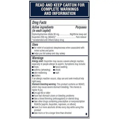 Advil PM Pain Reliever and Nighttime Sleep Aid, Pain Medicine with Ibuprofen for Pain Relief and Diphenhydramine Citrate for a Sleep Aid - 80 Coated Caplets AdvilAu supplements