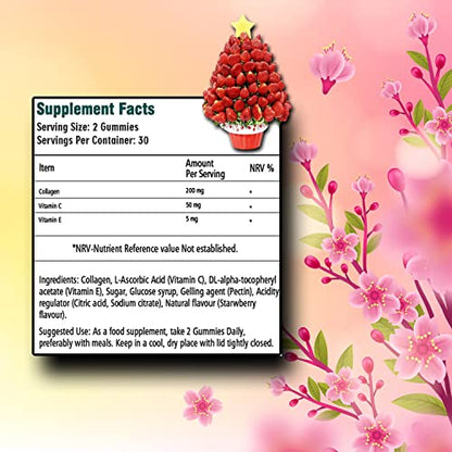 Ved Collagen Gummies; Chew Gummies Strawberry Flavour, Raw Unfiltered Collagen Gummies VedUS supplements