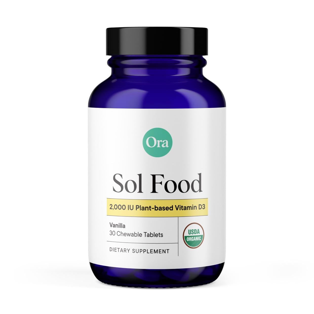 Ora Organic Vitamin D3 2000IU - Vegan Vitamin D Chewables from Lichen for Bone Health, Immune Support, & Mood | Maximum Absorption - 1 Month Supply, 30 Vegan Chewable Vanilla Tablets Ora OrganicUS supplements