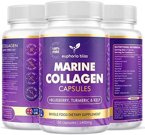 High Strength Marine Collagen Tablets - Skin, Hair, Nails & Joints - Fortified with Hyaluronic Acid Euphoria BlissAu supplements