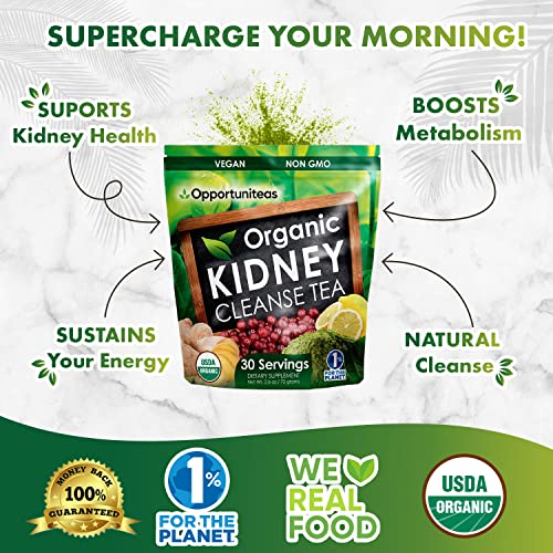 Opportuniteas Organic Kidney Detox Tea- Matcha Green Tea, Cranberry, Lemon & Ginger OpportuniteasUS supplements