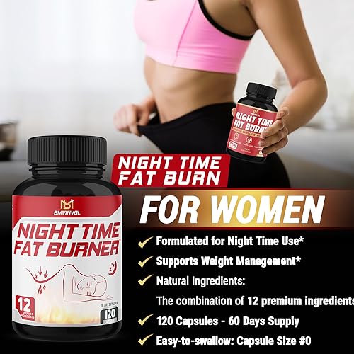 BMVINVOL Night Time Fat Burner 120Capsules, 12-in-1 Powerful Blend of Green Tea BMVINVOLUS supplements