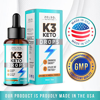 (3 Pack) K3 Keto Drops for Weight Loss - Fat Burner & Metabolism Booster | Advanced Keto ZELSOUS supplements