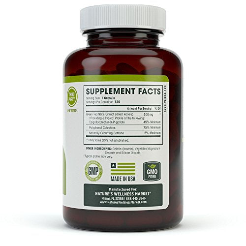 Green Tea Extract 98% Standardized with EGCG | Healthy Weight Support, Metabolism Natures WellnessUS supplements