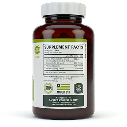 Green Tea Extract 98% Standardized with EGCG | Healthy Weight Support, Metabolism Natures WellnessUS supplements