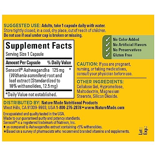 Nature Made Ashwagandha Capsules 125mg for Stress Support, 60 Capsules, 60 Day Supply Nature MadeAu supplements