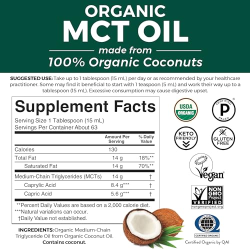 Viva Naturals Organic MCT Oil for Keto Coffee (32 fl oz) - Best MCT Oil Supplement Viva NaturalsUS supplements