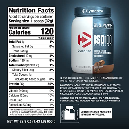 Dymatize ISO100 Hydrolyzed Protein Powder, 100% Whey Isolate , 25g of Protein, 5.5g BCA DymatizeUS supplements