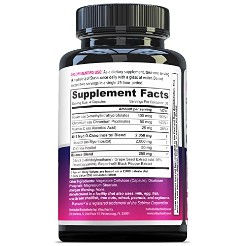 Myo-Inositol D-Chiro Women's Hormone Balance Supplement - 40:1 Myo-Inositol & D-ChiroInositol Blend with DIM for Hormone Balance for Women - Health Vitamins for Skin, Energy, & Cycle Support (1 Month) VitauthorityAu supplements