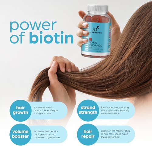 Artnaturals Biotin Gummies for Hair Growth - (100 Gummies - 10000mcg) - Natural Strawberry ArtnaturalsUS supplements