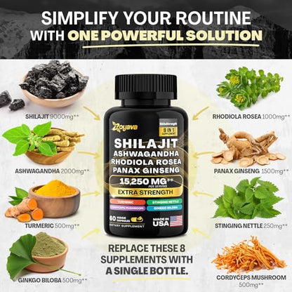 Zoyava Shilajit Pure Himalayan 9000MG,Energy Booster Ashwagandha 2000MG ZoyavaUS supplements