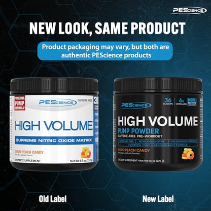 PEScience High Volume Nitric Oxide Booster Pump Pre Workout Powder, Sour Peach Candy PEScienceUS supplements