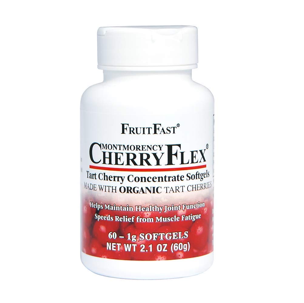 FruitFast CherryFlex 100% Red Tart Organic Cherry Concentrate Supplement - Chewable Softgel - 60 Count - Non-GMO and Gluten Free - Promotes Healthy Joint Function* FruitFastAu supplements