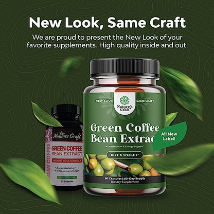 Pure Green Coffee Bean Extract Supplement – Best for Weight Loss Appetite Suppressant Natures CraftUS supplements