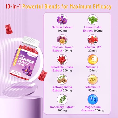 VZOXAINS 2 Pack Saffron Supplement Gummies, Sugar Free Saffron Extract with Magnesium VZOXAINSAu supplements